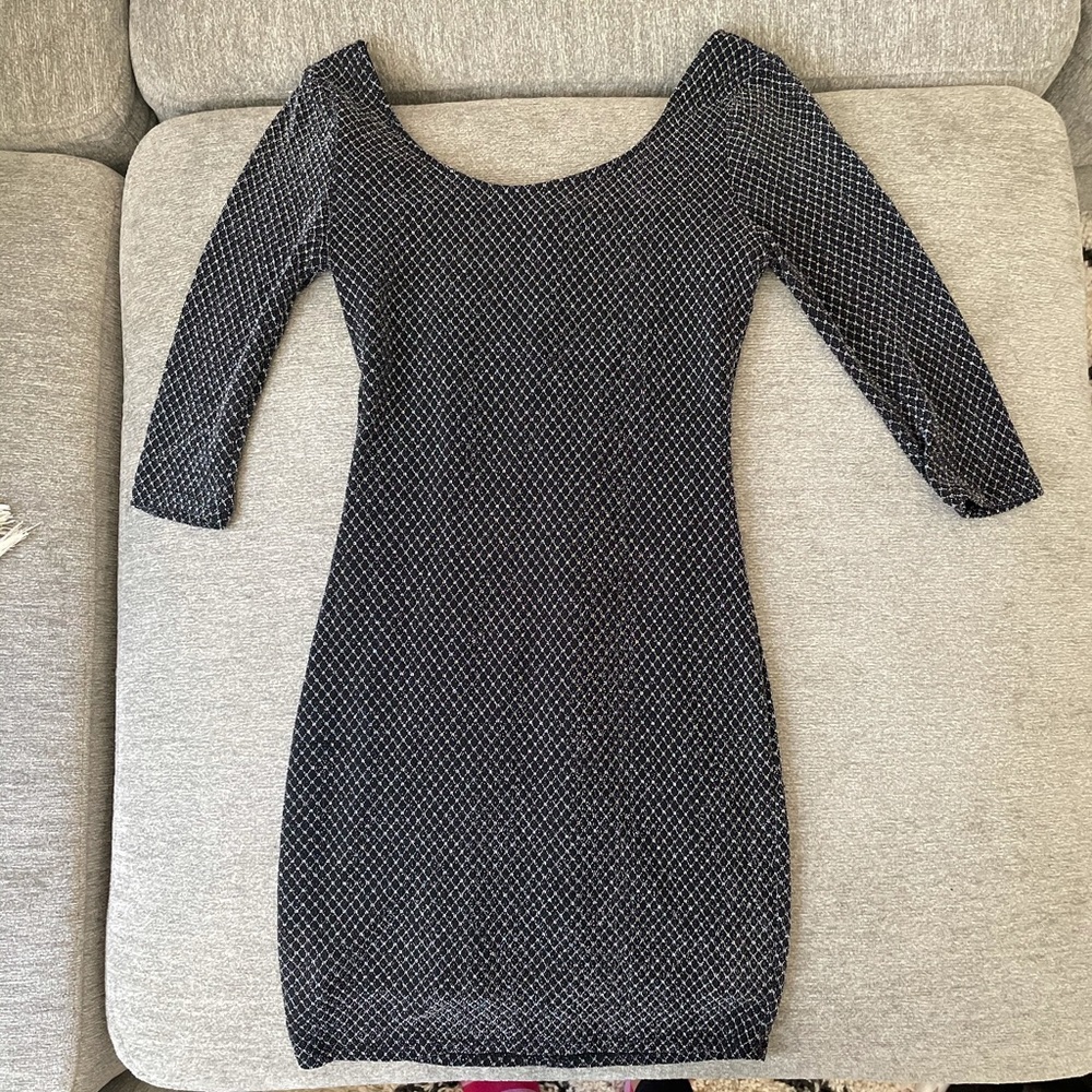 Fitted Sparkly Black Night Out Dress - Size Medium